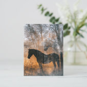 Carte Postale Chevaux et Arbres Double Exposition (Debout devant)