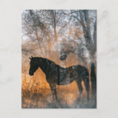 Carte Postale Chevaux et Arbres Double Exposition (Devant)