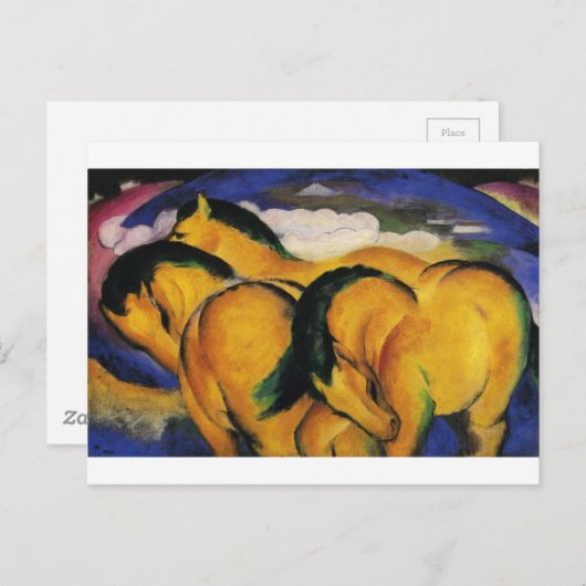 Carte Postale Chevaux jaunes de Franz Marc (Devant / Derrière)