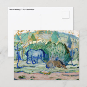 Carte Postale Chevaux Pâturant par Franz Marc, Beaux-Arts Ancien