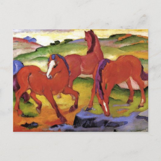 Carte Postale Chevaux rouges Franz Marc (Devant)