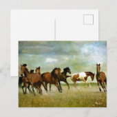 Carte Postale Chevaux sauvages - Art créatif Vintage (Devant / Derrière)