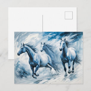 Carte Postale Chevaux Sauvages Courant À Travers Des Vagues