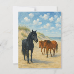 Carte Postale Chevaux sauvages de Corolla Caroline du Nord Aquar