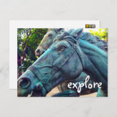 Carte Postale Chevaux Turquoise Statue antique Explorer Script (Devant / Derrière)