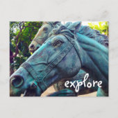 Carte Postale Chevaux Turquoise Statue antique Explorer Script (Devant)