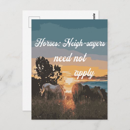 Carte Postale Chevaux Voisins N'Ont Pas Besoin D'Appliquer (Devant / Derrière)