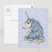Carte Postale Cheveux bleu unicorne (Devant / Derrière)