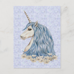 Carte Postale Cheveux bleu unicorne