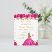 Carte Postale Cheveux Blonds Fleuris Rose Chaud Princesse Douze  (Debout devant)