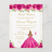 Carte Postale Cheveux Blonds Fleuris Rose Chaud Princesse Douze  (Devant)