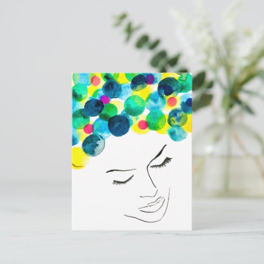 Carte Postale Cheveux bulles psychédéliques funky (Debout devant)