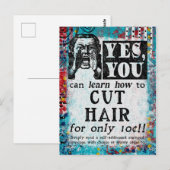 Carte Postale Cheveux coupés - Drôle Annonce Vintage (Devant / Derrière)