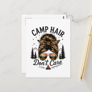 Carte Postale Cheveux de camp, on s'en fiche, chignon désordonné