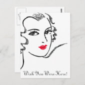 Carte Postale Cheveux et lèvres rouges (Devant / Derrière)