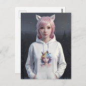 Carte postale Cheveux et oreilles roses (Devant / Derrière)