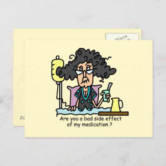 Carte Postale Cheveux foncés d'effet secondaire de médicament (Devant / Derrière)