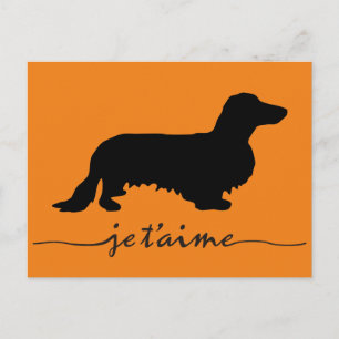 Carte Postale Cheveux longs Dachshund - Silhouette 1