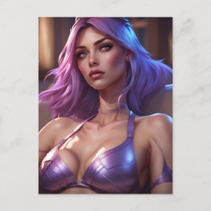 Carte Postale Cheveux mignon pourpre