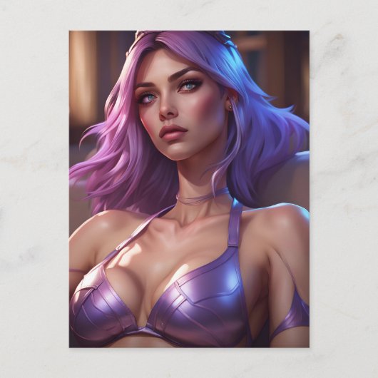 Carte Postale Cheveux mignon pourpre (Devant)
