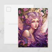 Carte Postale Cheveux pourpre Fairy Angel Imaginaire Art (Devant / Derrière)