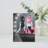 Carte postale Cheveux roses Reflet de clown (Debout devant)
