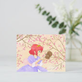 Carte Postale Cheveux rouges Princesse et écureuil (Debout devant)