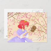 Carte Postale Cheveux rouges Princesse et écureuil (Devant / Derrière)