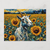 Carte Postale Chèvre adorable dans un champ de tournesol (Devant)
