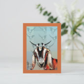 Carte Postale Chèvre avec tarte fine art (Debout devant)