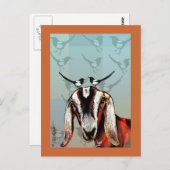 Carte Postale Chèvre avec tarte fine art (Devant / Derrière)