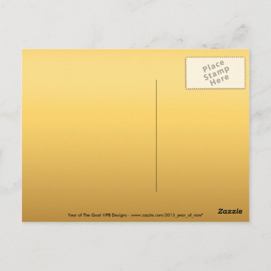 Carte Postale Chèvre chinois Ram Sheep Année or rouge Salutation (Dos)