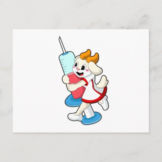 Carte Postale Chèvre comme infirmière à la vaccination avec seri (Devant)