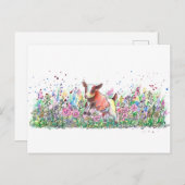 Carte Postale Chèvre de bébé en champ de fleurs (Devant / Derrière)