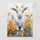 Carte Postale Chèvre de printemps Kid Jaune Fleurs sauvages (Devant)