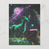 Carte Postale Chèvre de science-fiction dans l'espace avec fanta (Devant)