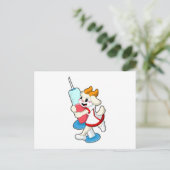 Carte Postale Chèvre en infirmière à la vaccination avec seringu (Debout devant)