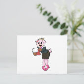 Carte Postale Chèvre en secrétaire aux talons hauts (Debout devant)