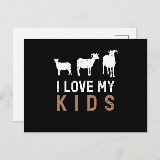 Carte Postale Chèvre J'Aime Mes Enfants Chèvres (Devant / Derrière)