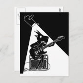 Carte Postale Chèvre noire et blanche jouant de la guitare (Devant / Derrière)