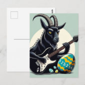 Carte Postale Chèvre noire jouant aux oeufs de Pâques (Devant / Derrière)
