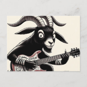 Carte Postale Chèvre noire jouant de la guitare Joyeuses Pâques