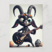 Carte Postale Chèvre Noire Jouant Guitare Joyeux Pâques (Devant)