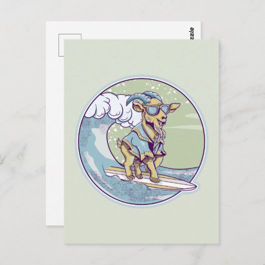 Carte Postale Chèvre surf (Devant / Derrière)