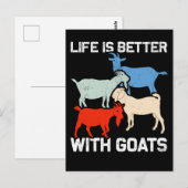Carte Postale Chèvres Rétro Humour Animal Fan de Chèvre (Devant / Derrière)