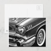 Carte Postale Chevrolet Bel Air noir et blanc 1957 (Devant / Derrière)