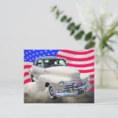 Carte Postale Chevrolet Fleetmaster Et Drapeau Américain 1948 (Debout devant)