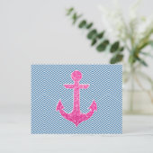 Carte Postale chevron bleu parties scintillant rose (Debout devant)
