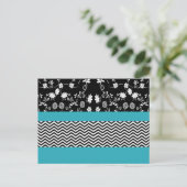 Carte Postale chevron floral bleu (Debout devant)