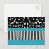 Carte Postale chevron floral bleu (Devant / Derrière)